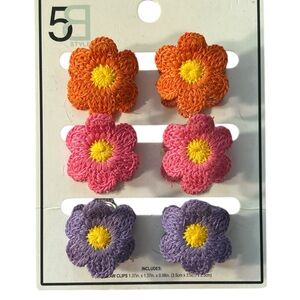 Floral Hair Clips Set -‎ Orange, Pink, Purple